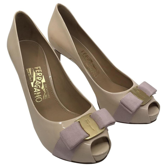 Salvatore Ferragamo Shoes - SALVATORE FERRAGAMO Peep Toe Bow High Heel Pump